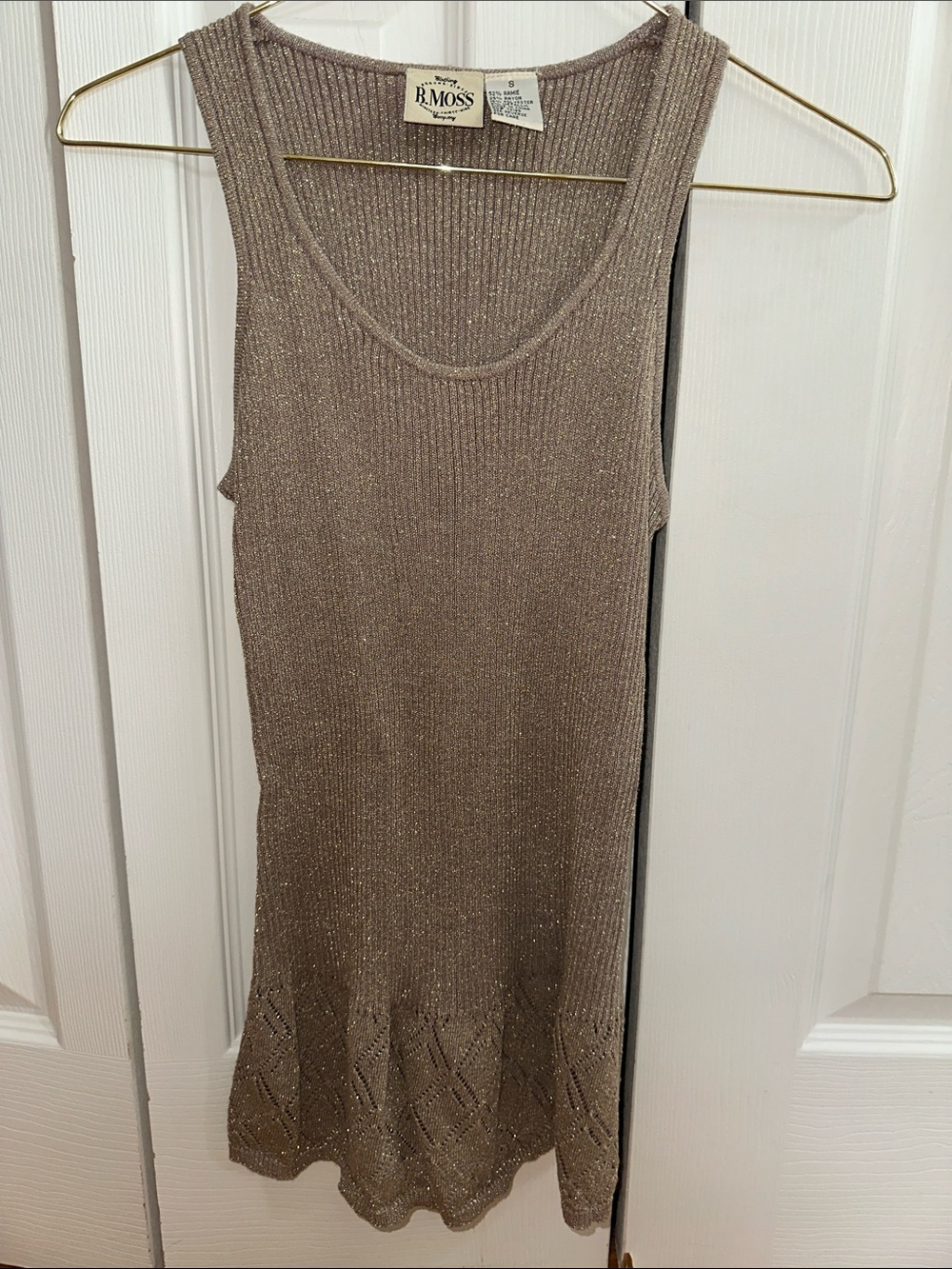 Tailor B. Moss Shimmery Taupe Ribbed Tank